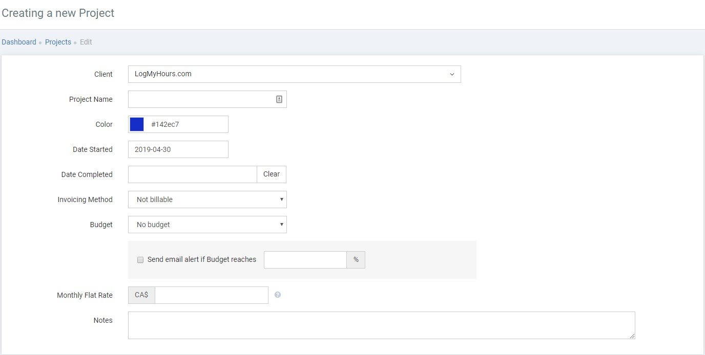 Creating Projects to Track Time